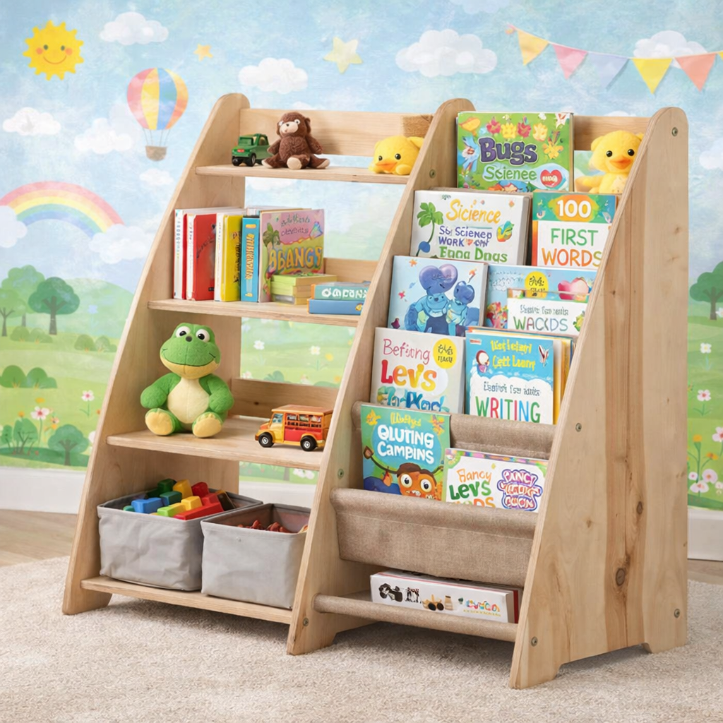 2in1 Montessori-Regal für Kleinkinder – Bücher & Spielzeug