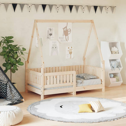 Kinderbett aus massivem Kiefernholz – Natur – 70 x 140 cm