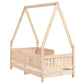 Kinderbett aus massivem Kiefernholz – Natur – 70 x 140 cm