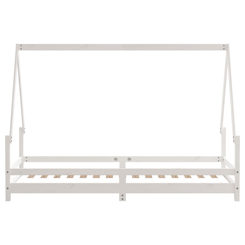 Kinderbett aus massivem Kiefernholz – Weiß – 70 x 140 cm