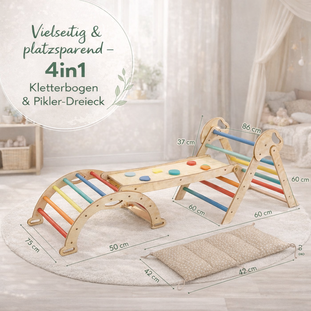 Montessori Kletterabenteuer 4in1 – Regenbogen (Kleinkinder 1–3 Jahre)