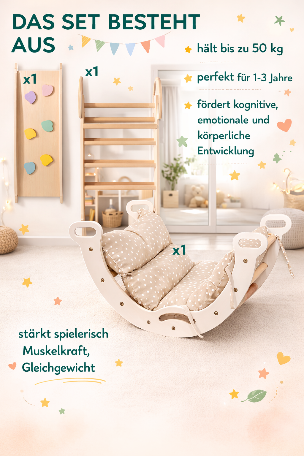 Montessori Kletterabenteuer 4in1 – (Für Babys & Kleinkinder 1–3 Jahre)
