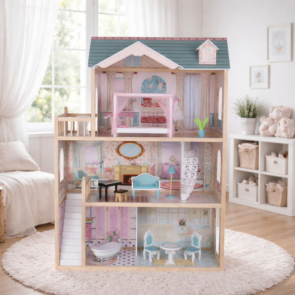Emily Villa – XXXL Holz Puppenhaus mit LED-Beleuchtung