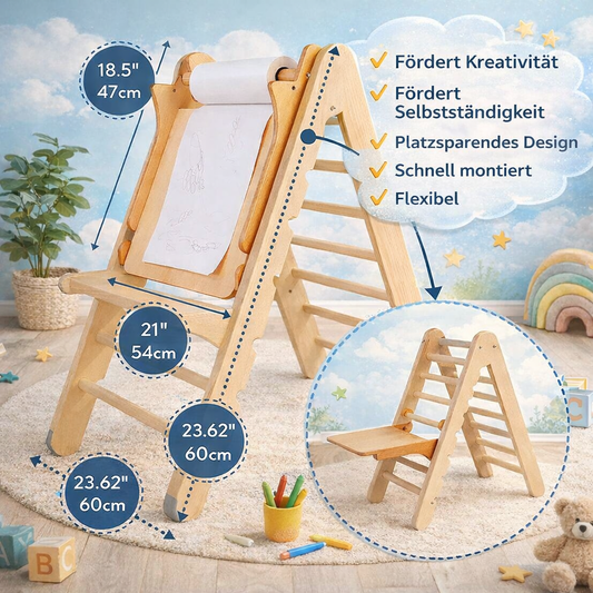 2-in-1 Kinder Staffelei mit Stuhl – Perfekt für Indoor Klettergerüst