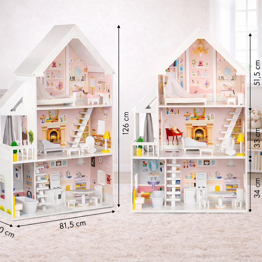 XXXL Holz Puppenhaus Liselle mit LED-Beleuchtung