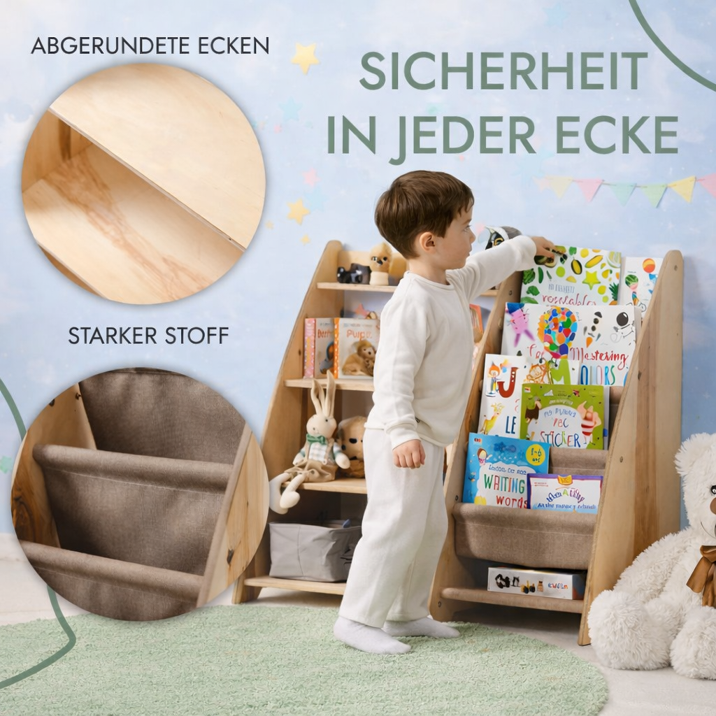 2in1 Montessori-Regal für Kleinkinder – Bücher & Spielzeug