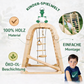 Kinder Indoor Spielplatz 8-in-1 – Klettergerüst mit Kletternetz, Rutsche, Gymnastikringe, Hängende Leiter, Disc-Schaukel, Maltafel und Kinderstuhl – Beige