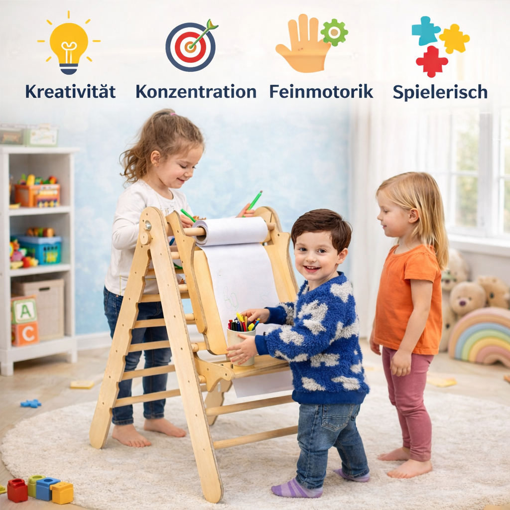 2-in-1 Kinder Staffelei mit Stuhl – Perfekt für Indoor Klettergerüst