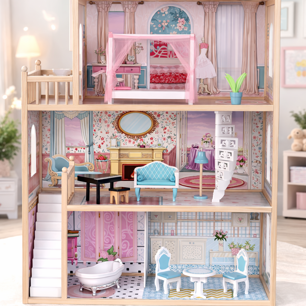 Emily Villa – XXXL Holz Puppenhaus mit LED-Beleuchtung